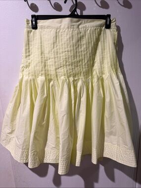 Pleated Drop-Waist A-Line Skirt in Light Yellow